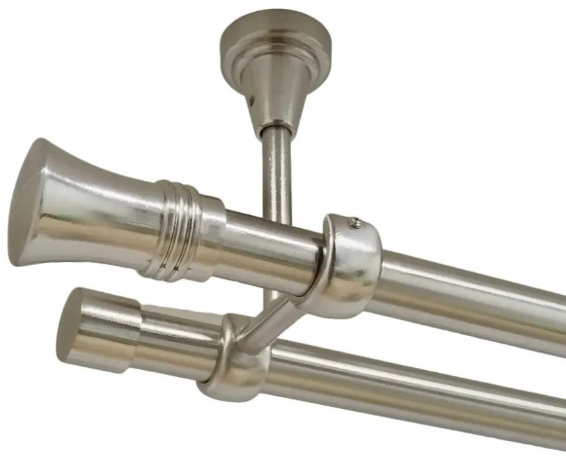 Galerie dubla capri fara inele prindere tavan 19/19 mm inox (Alege marime: 140 cm)