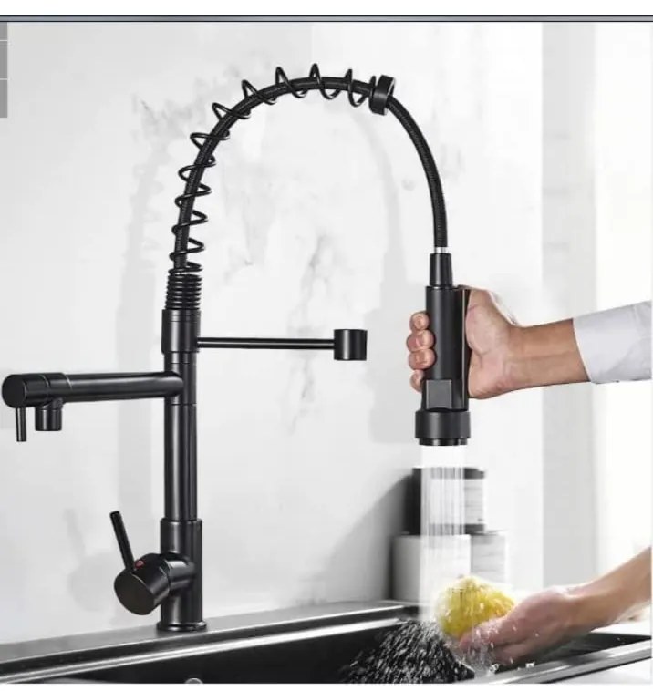 Baterie de Bucătărie cu Duș Extensibil, Negru, Model YD/202 – Design Modern și Funcțional pentru O Utilizare Confortabilă