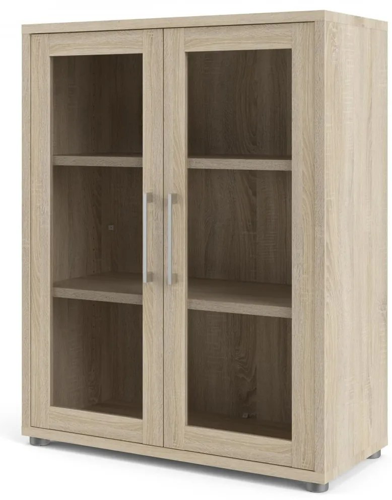 Dulap Modulo 89 x 40 x 113 cm, uși din sticlă, stejar sonoma / transparent