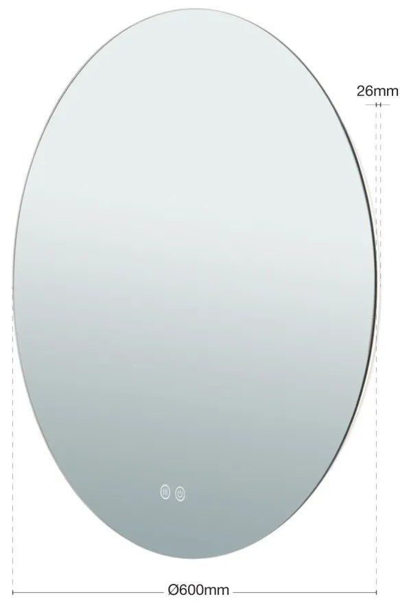 Oglinda baie cu iluminat LED dimabil IP44 FOCUS D-60cm
