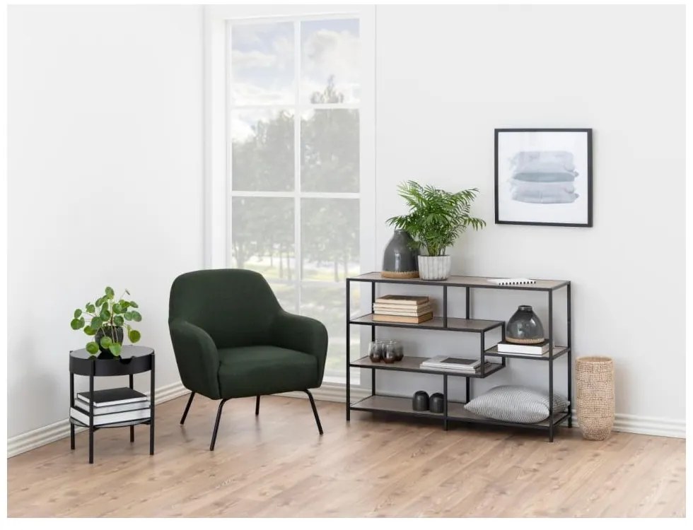 Bibliotecă neagră/cu aspect de lemn de stejar 114x78 cm Seaford – Actona