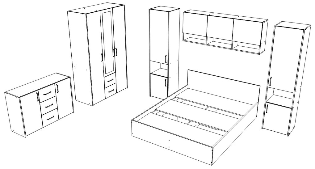 Set haaus V12, Pat 200 x 140 cm, Stejar Alb/Antracit