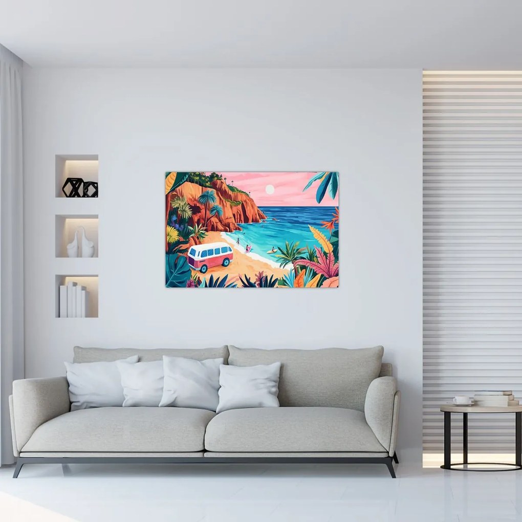 Tablou - Rulotă la ocean (90x60 cm)