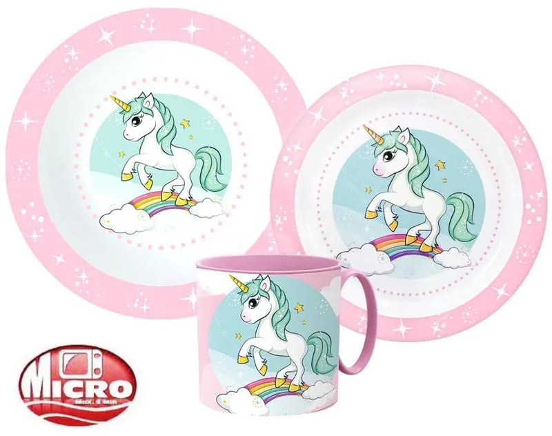 Unicorn Set de masă Range, set de plastic micro cu cană de 265 ml