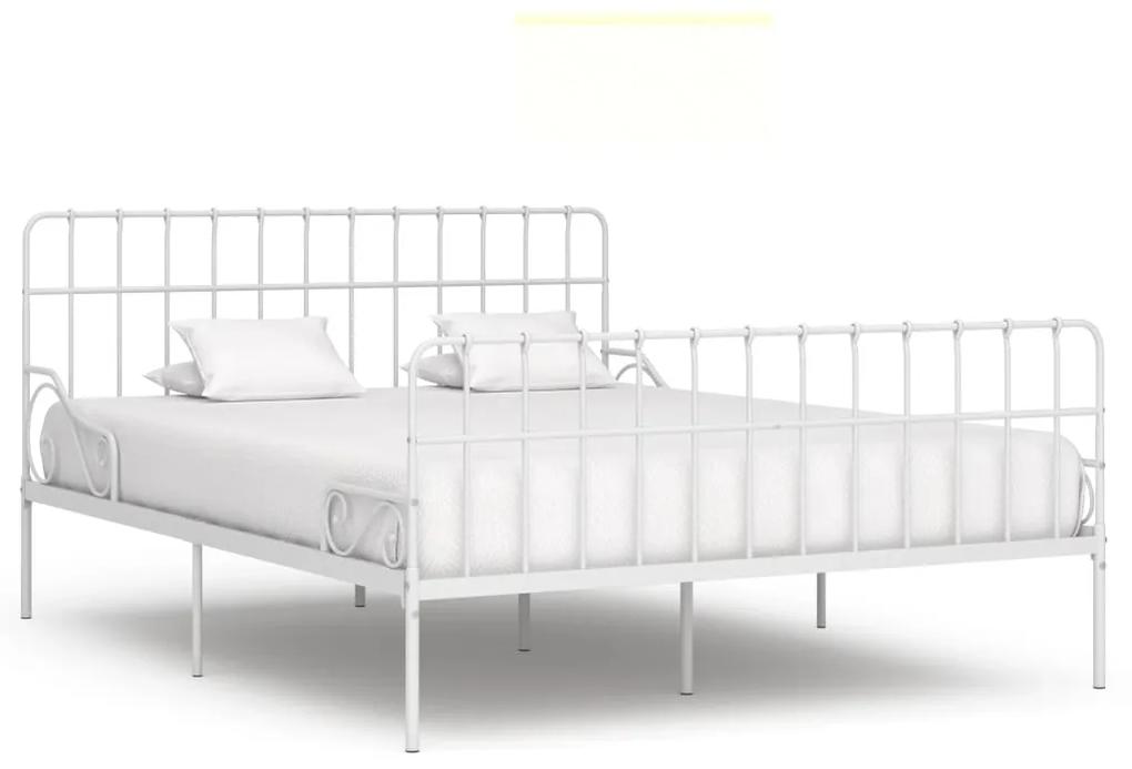 284606 vidaXL Cadru de pat cu bază din șipci, alb, 180 x 200 cm, metal