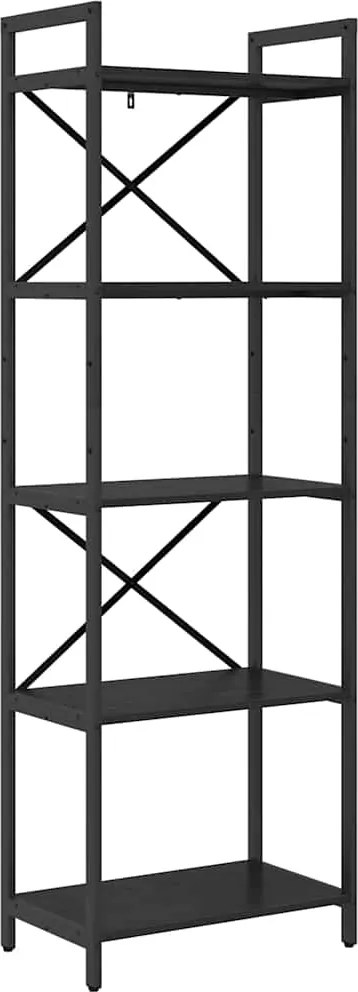 vidaXL Raft pentru cărți Stejar Negru 56 x 34 x 171 cm Lemn compozit