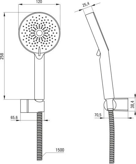 Ivo Set de duș, cu suport fix - 3-funcții NLI_041K