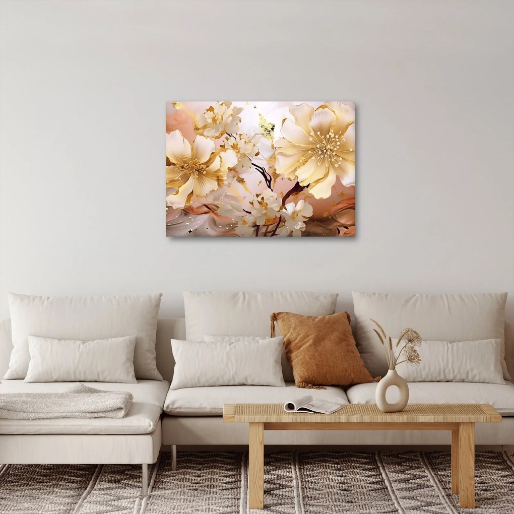 Tablou - Flori de aur (70x50 cm)