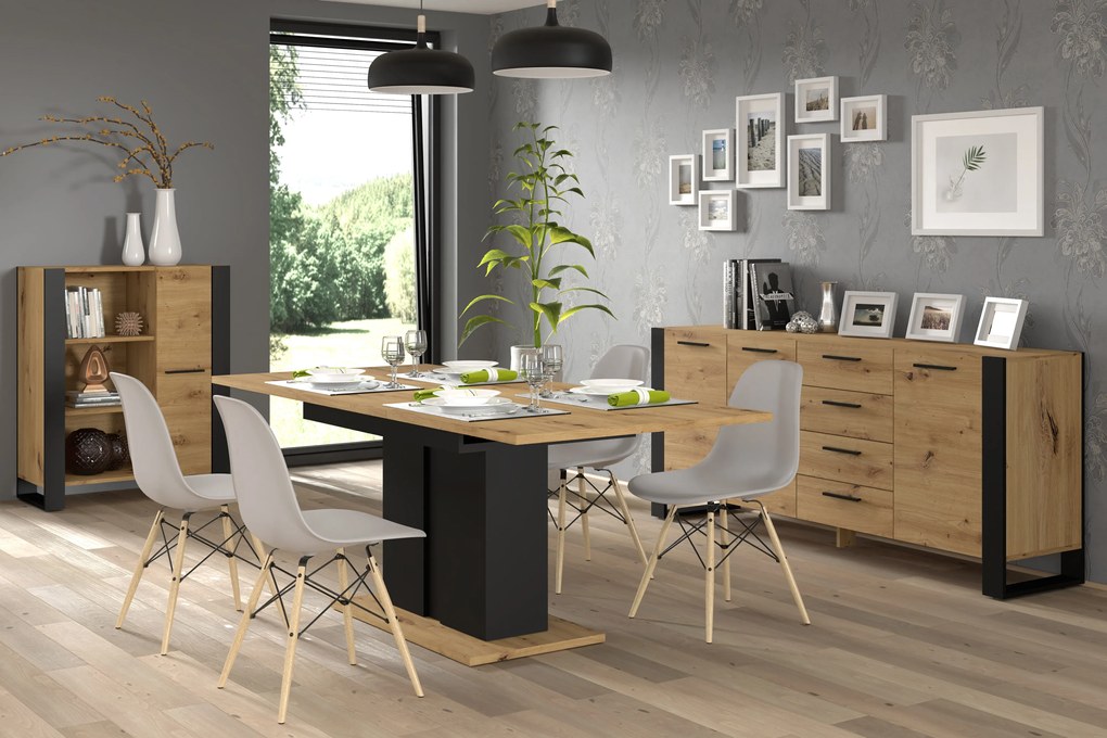 Comodă Nulakka K (Stejar artisan + negru mat). 1124857