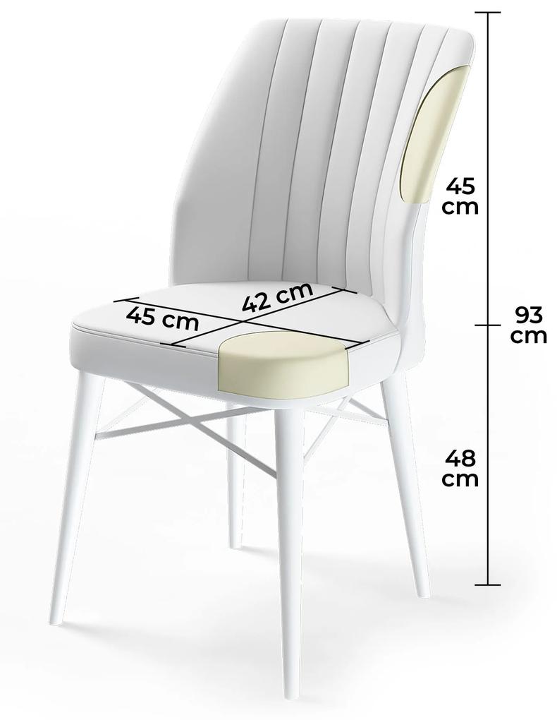 Set 4 scaune haaus Flex, Cappuccino/Alb, textil, picioare metalice