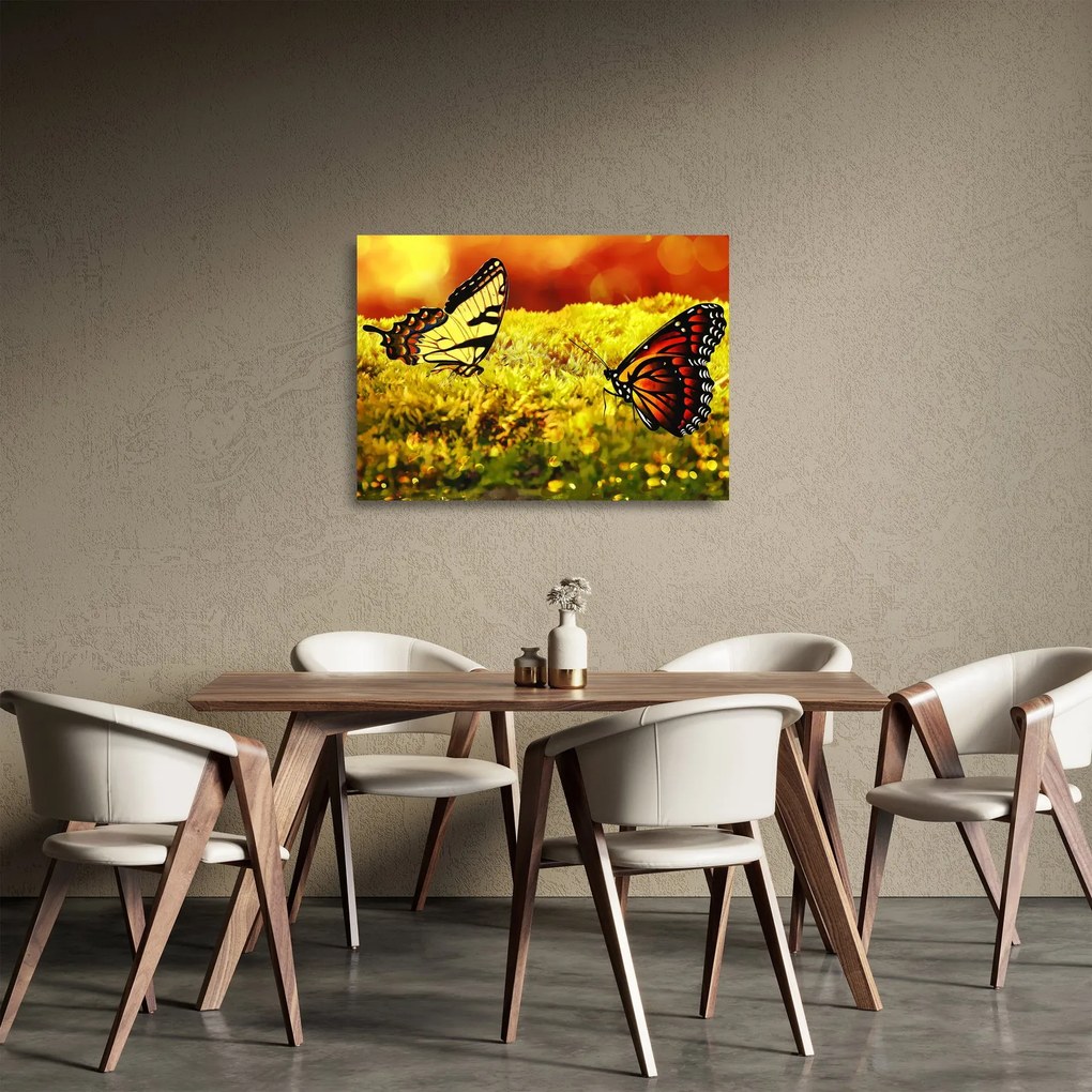 Tablou pe sticlă cu fluturi (70x50 cm)
