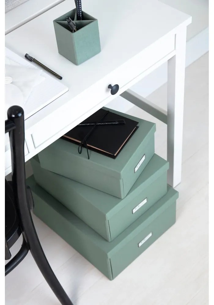 Cutie de depozitare albastru-verde din carton cu capac 34,5x45x18,5 cm Katrin Canvas Paper Laminate – Bigso