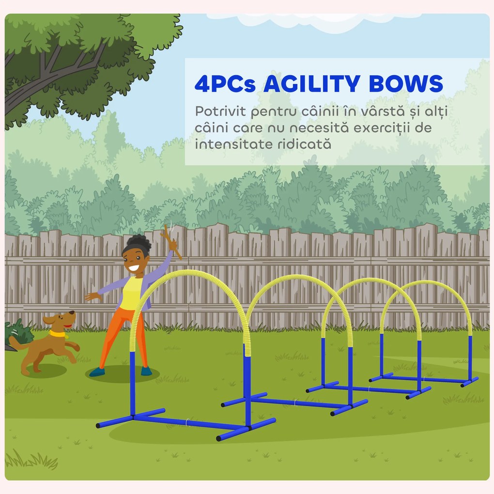 PawHut Echipament de Agilitate pentru Câini, Set Portabil din 4 Piese pentru Antrenament, 95x88x64 cm, Albastru | Aosom Romania
