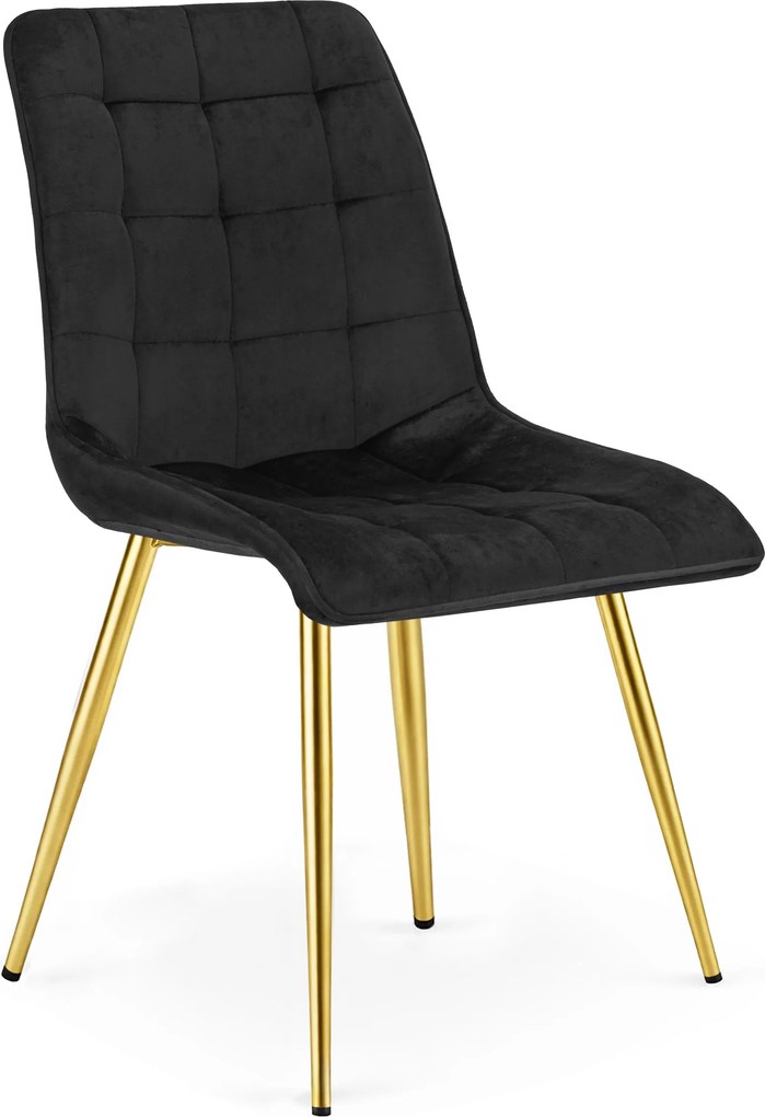 Scaun de masa SPLIT VELVET cu picioare aurii, negru