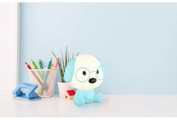 Veioză LED reîncărcabilă dimabilă de veghe pentru copii Globo 21761B PUPPY 1W/5V 500 mAh albastru