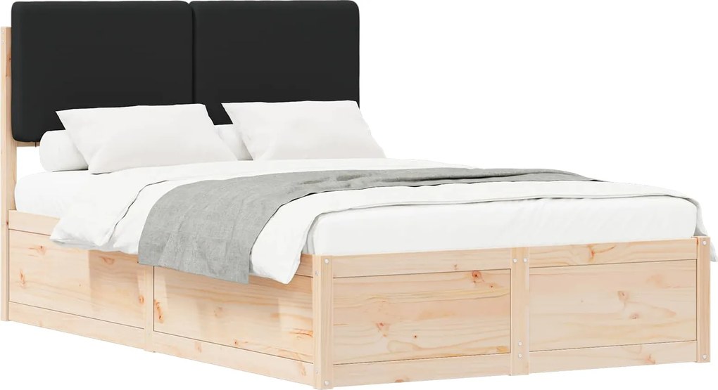 vidaXL Cadru de pat cu tăblie tapițată cu headboard Negru 120 x 200 cm