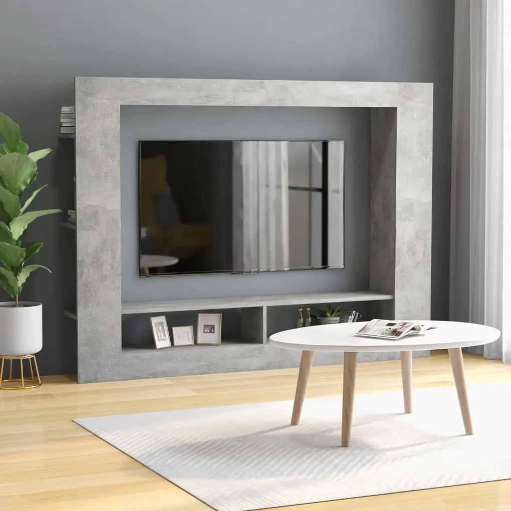 800742 vidaXL Comodă TV, gri beton, 152 x 22 x 113 cm, PAL