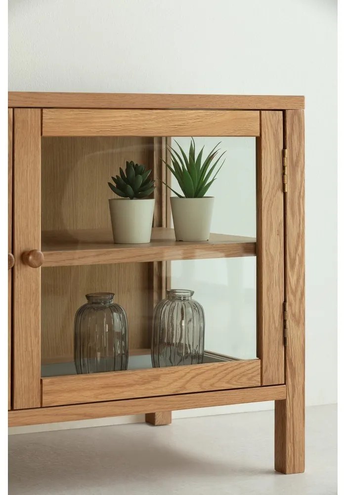 Comodă TV în culoare naturală cu aspect de lemn de stejar 160x50x40 cm Ceci – MOME