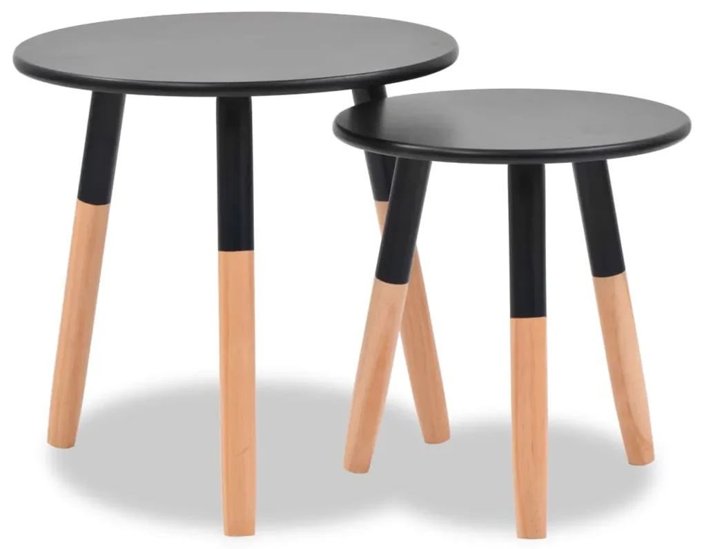 244735 vidaXL Set masă laterală 2 piese, lemn masiv de pin, negru