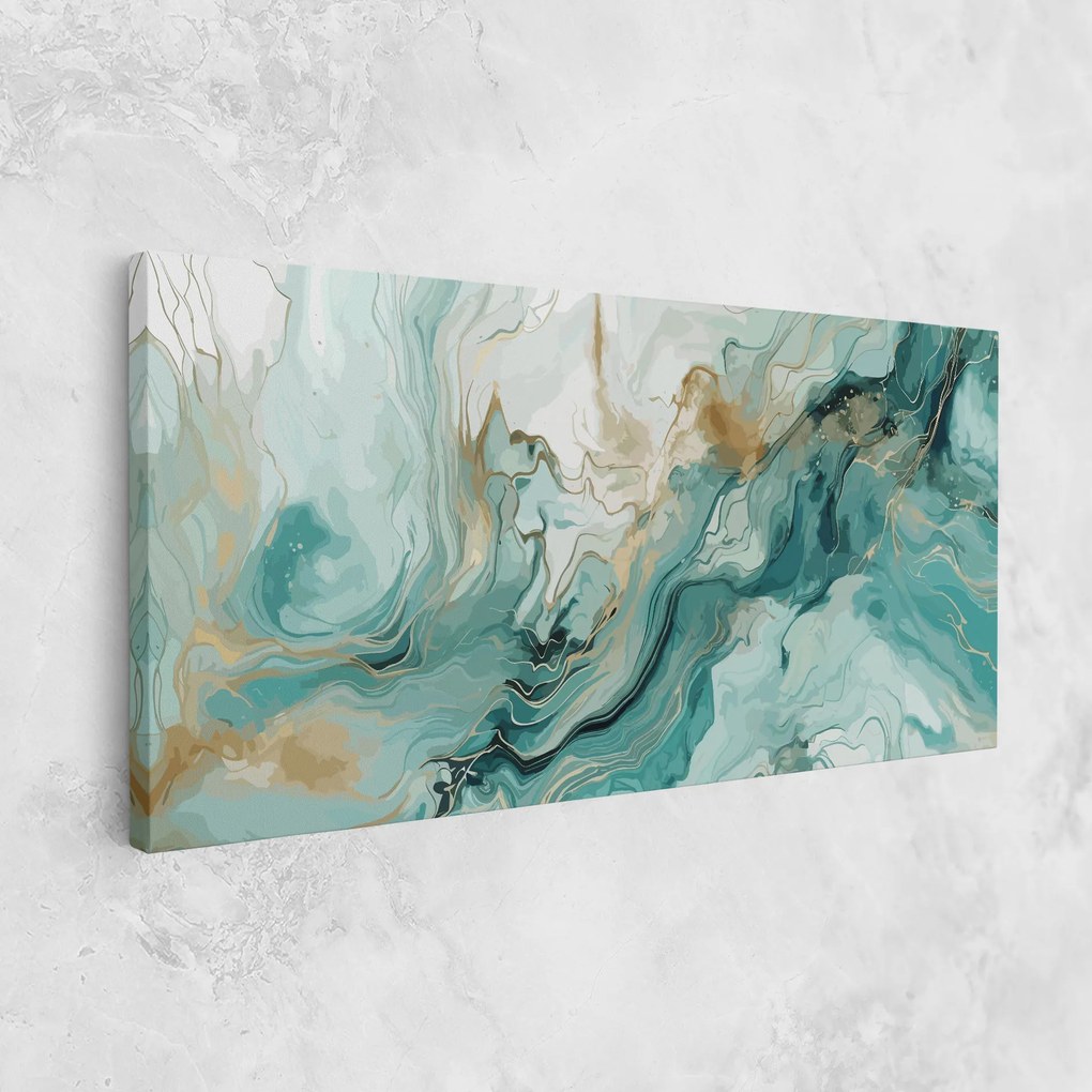 Tablou Canvas, 60x120cm, Dormitor si Living, Feng Shui, Apa, Green Gold Water
