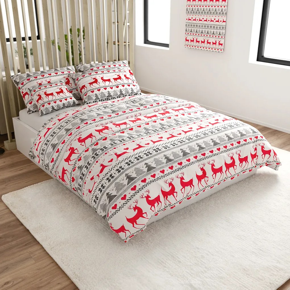 Lenjerie de pat din flanel DEER DREAMS albă Dimensiune lenjerie de pat: 70 x 90 cm | 140 x 200 cm