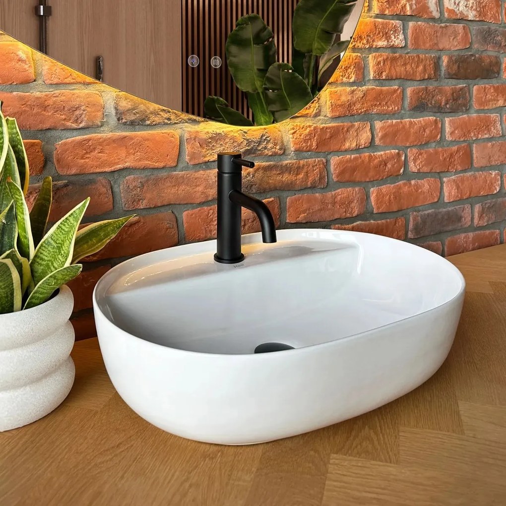 Rea Aura lavoar 50.5x38.5 cm ovale de blat alb REA-U4620