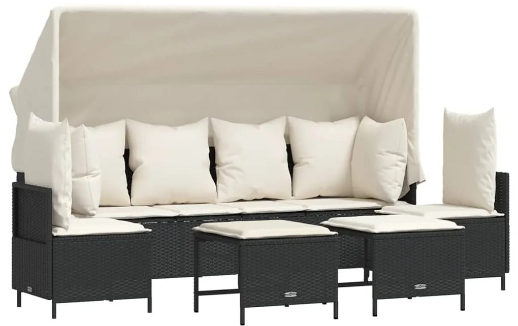 3261551 vidaXL Set mobilier de grădină cu perne, 5 piese, negru, poliratan