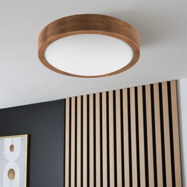 Brilagi - Plafonieră LED CARVALHO SLIM 1xE27/15W/230V, finisaj stejar-cireș, diam. 27 cm