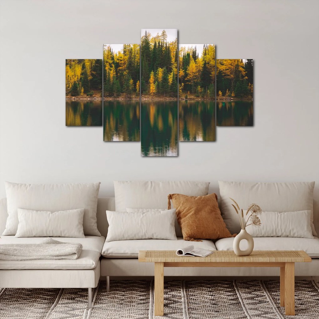 Tablou cu lac de pădure (150x105 cm)