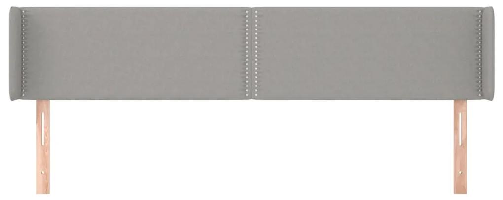 Tablie de pat cu aripioare gri deschis 203x16x78 88 cm textil 1, Gri deschis, 203 x 16 x 78 88 cm