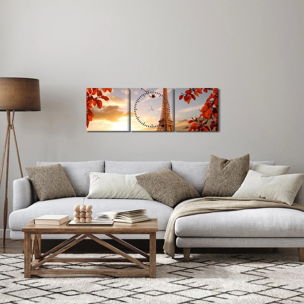 Tablou - Paris (cu ceas) (90x30 cm)
