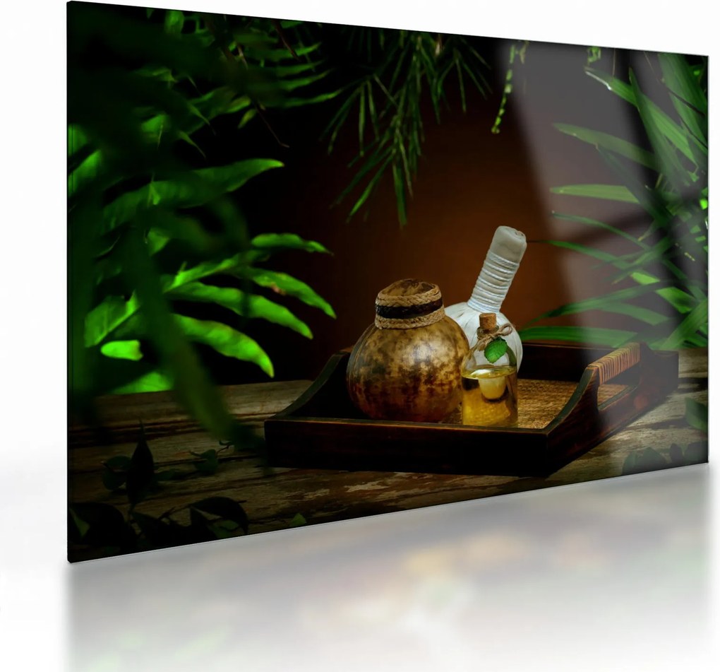 Tablou pe sticlă cu obiectele spa (70x50 cm)