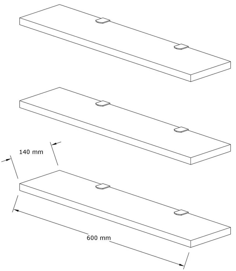 Rafturi cu aspect de lemn de stejar 3 buc. Boss - Kalune Design