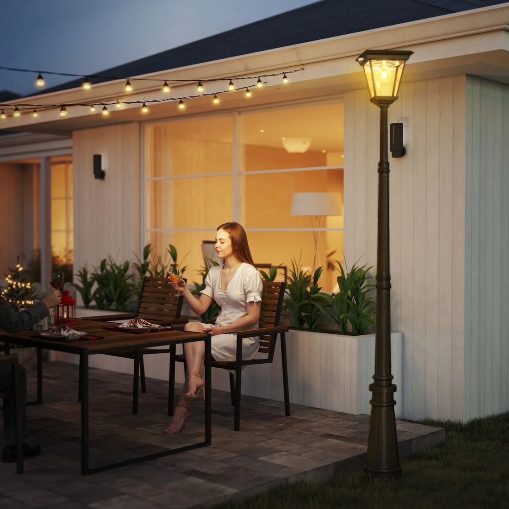 Outsunny Lampadar de Exterior cu Energie Solară cu Senzor PIR Negru | Aosom Romania