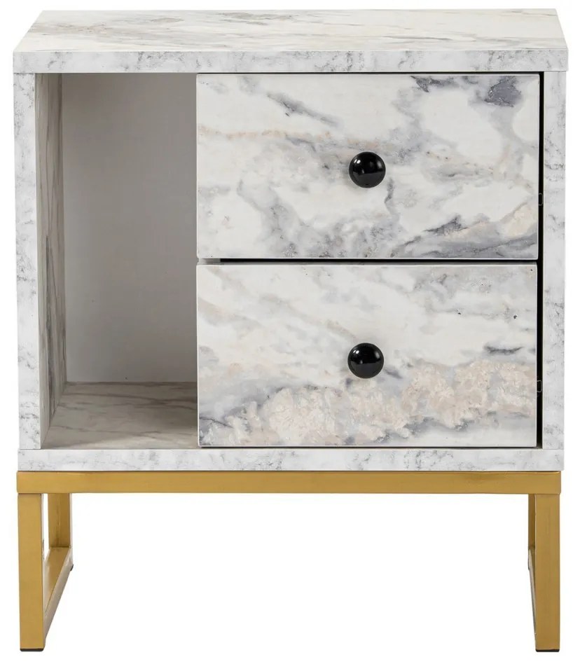 Măsuță de noptieră Glimmer Fressia Marble Gold