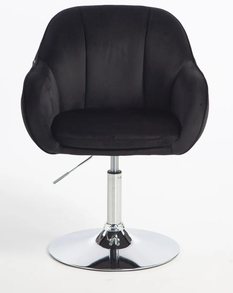 HR2055N Scaun Neagră din Catifea cu Bază Cromata