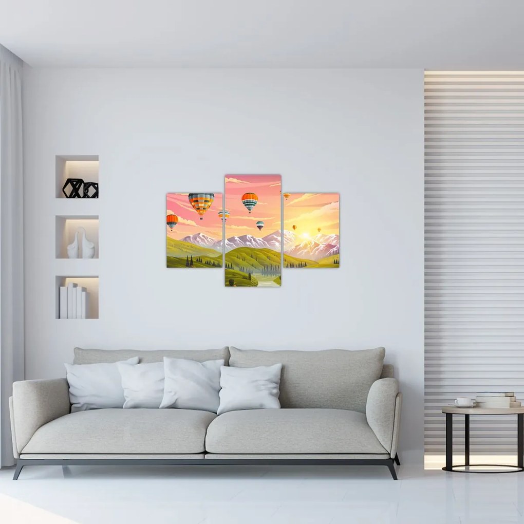 Tablou - Baloane deasupra unui peisaj (90x60 cm)