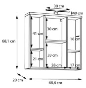 Dulap de baie suspendat cu oglindă VENOM, verde / stejar Artisan