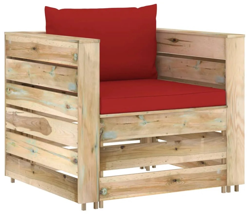 3074537 vidaXL Set mobilier grădină cu perne, 2 piese, lemn tratat verde