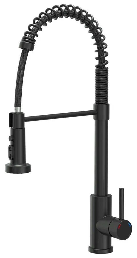 Baterie bucatarie cu dus extensibil Quadron Pop Alice finisaj negru carbon