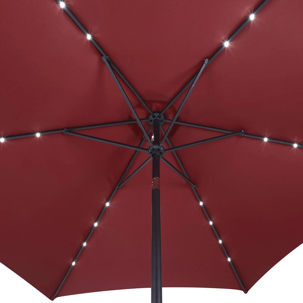 Deuba Umbrelă de soare LED Florida Ø300 cm - roșu