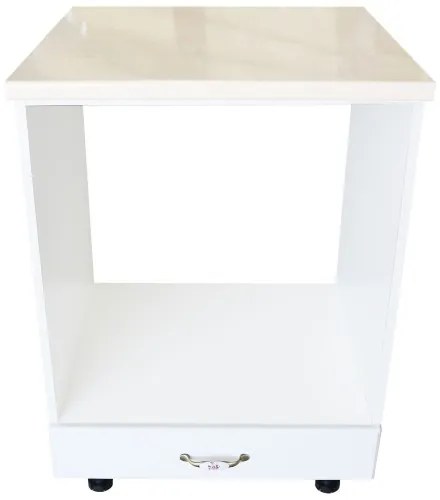 Corp pentru cuptor incorporabil cu sertar Zebra, Alb/MDF Alb mat, cu blat Travertin, 60 x 85 x 60 cm