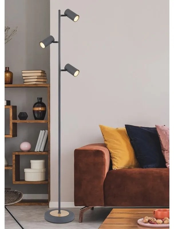 Lampadar, lampa de podea design industrial Robby grafit, maro