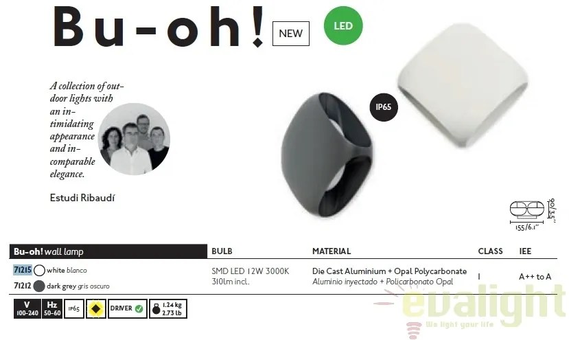 Aplica de perete exterior BU-OH LED gri IP65 71212