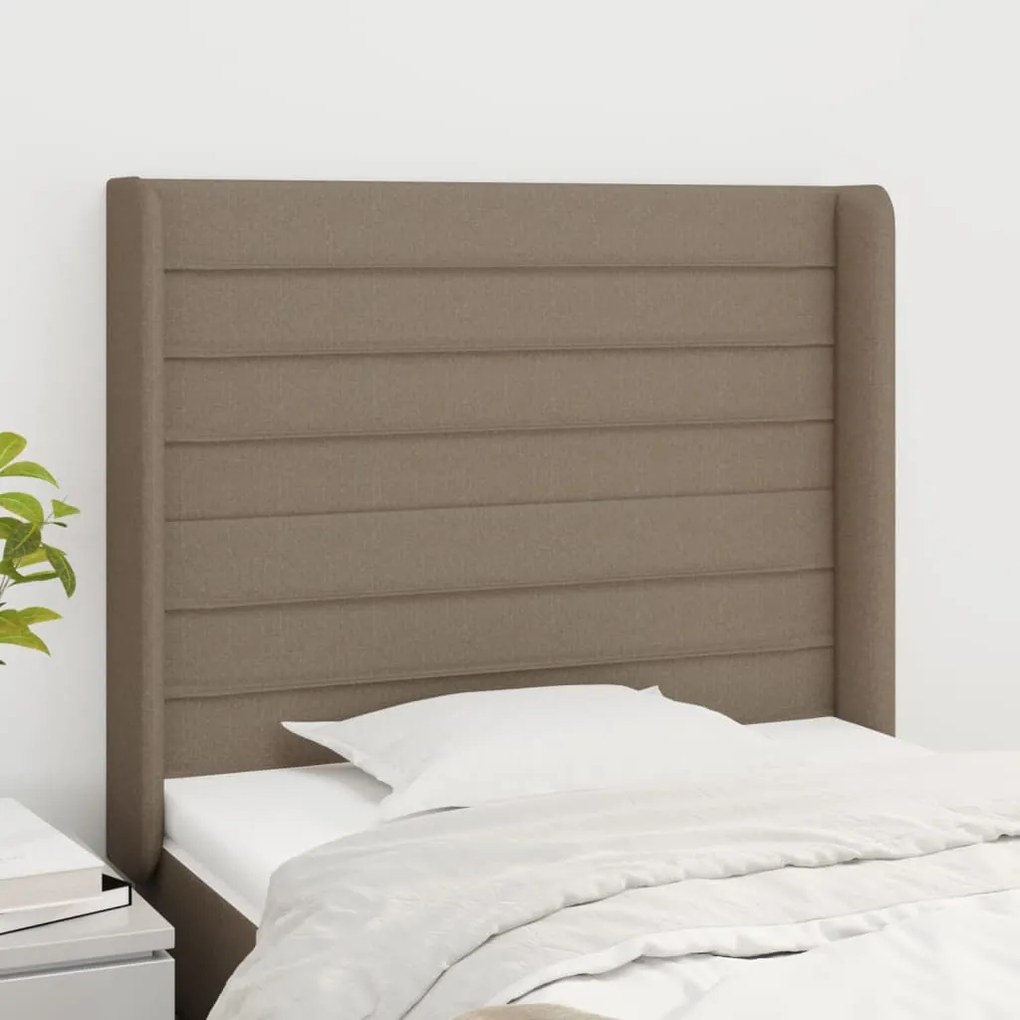 vidaXL Tăblie de pat cu aripioare gri taupe 83x16x118/128 cm textil