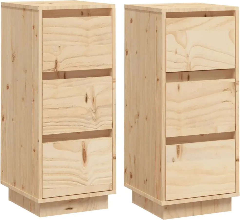 vidaXL Servante, 2 buc., 32x34x75 cm, lemn masiv de pin