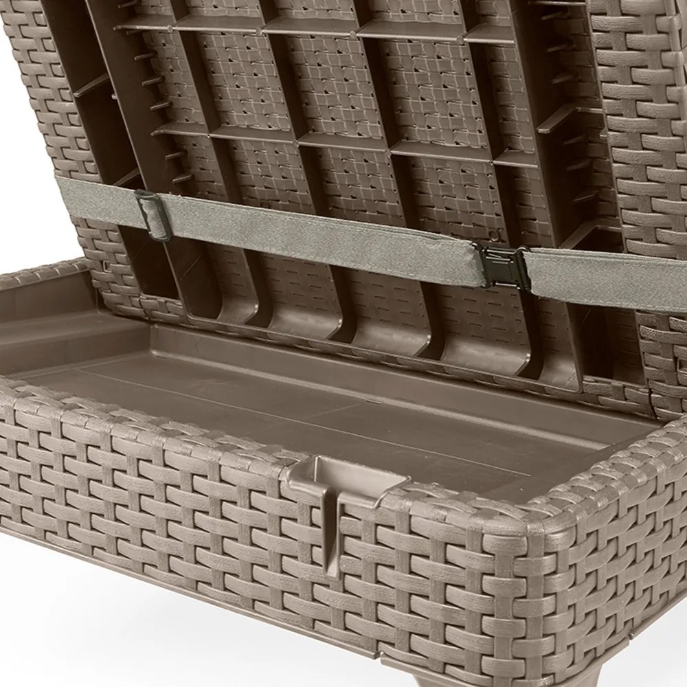 Șezlong de grădină Jaipur cu pernă cappuccino