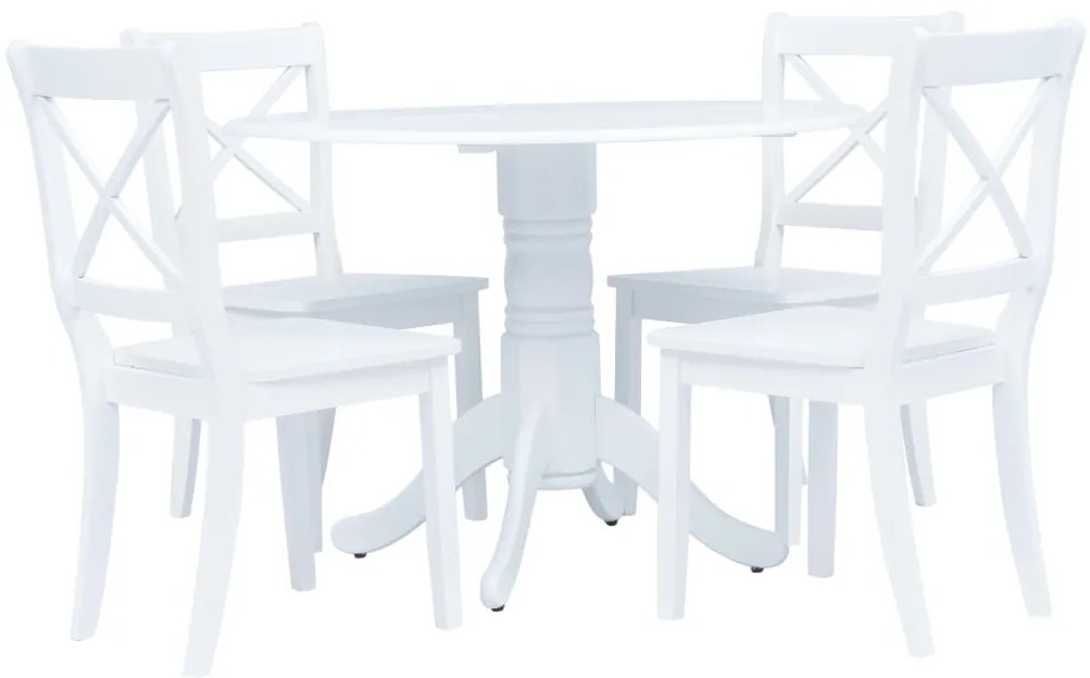 vidaXL Set mobilier bucătărie, 5 piese, alb, lemn masiv de hevea