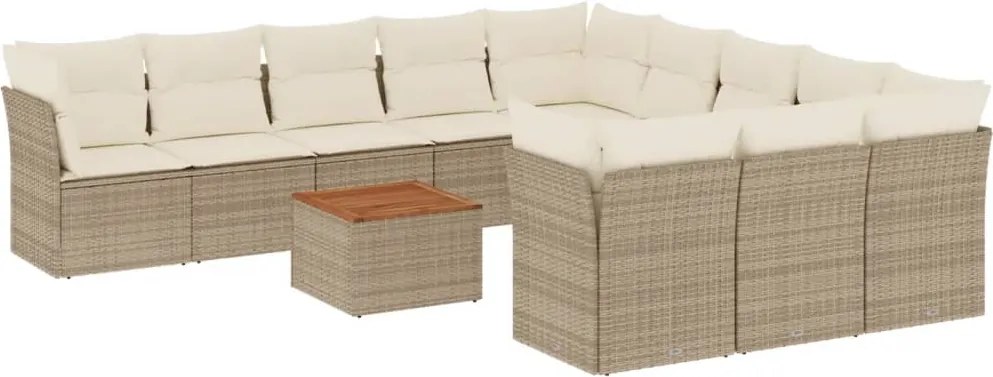 vidaXL Set canapele de grădină cu perne, 12 piese, bej, poliratan