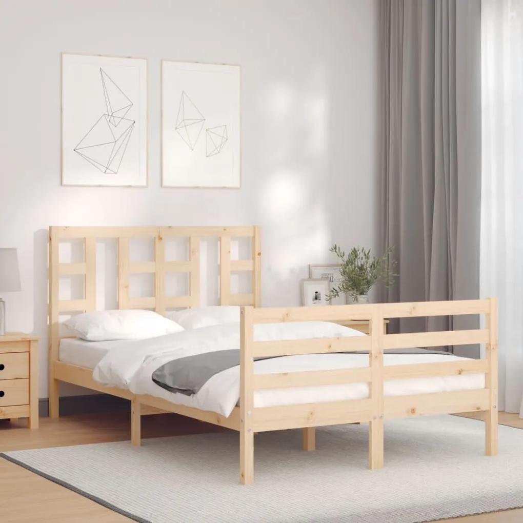 3193891 vidaXL Cadru de pat cu tăblie, dublu mic, lemn masiv